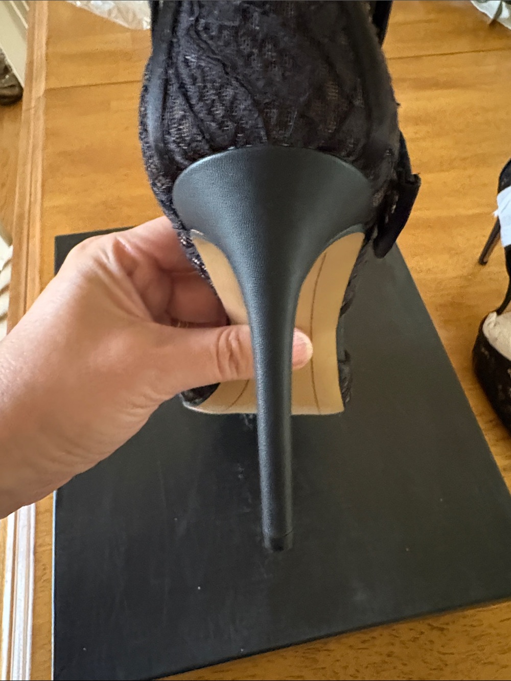 INC International Concepts Black Lace D'Orsay Pointed Stiletto Heels - Picture 5 of 7